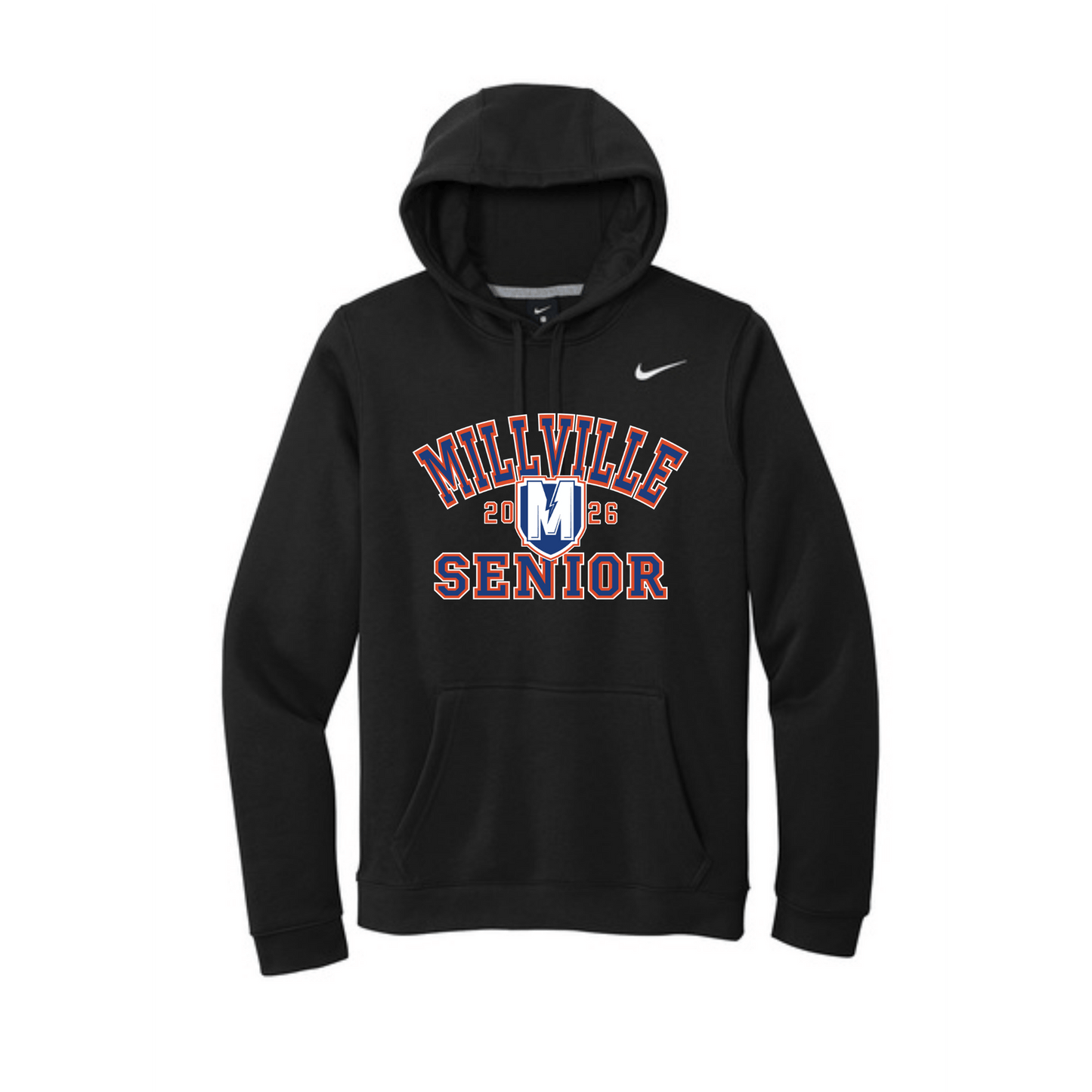 Millville Seniors Nike Fleece Hoodie Front Only