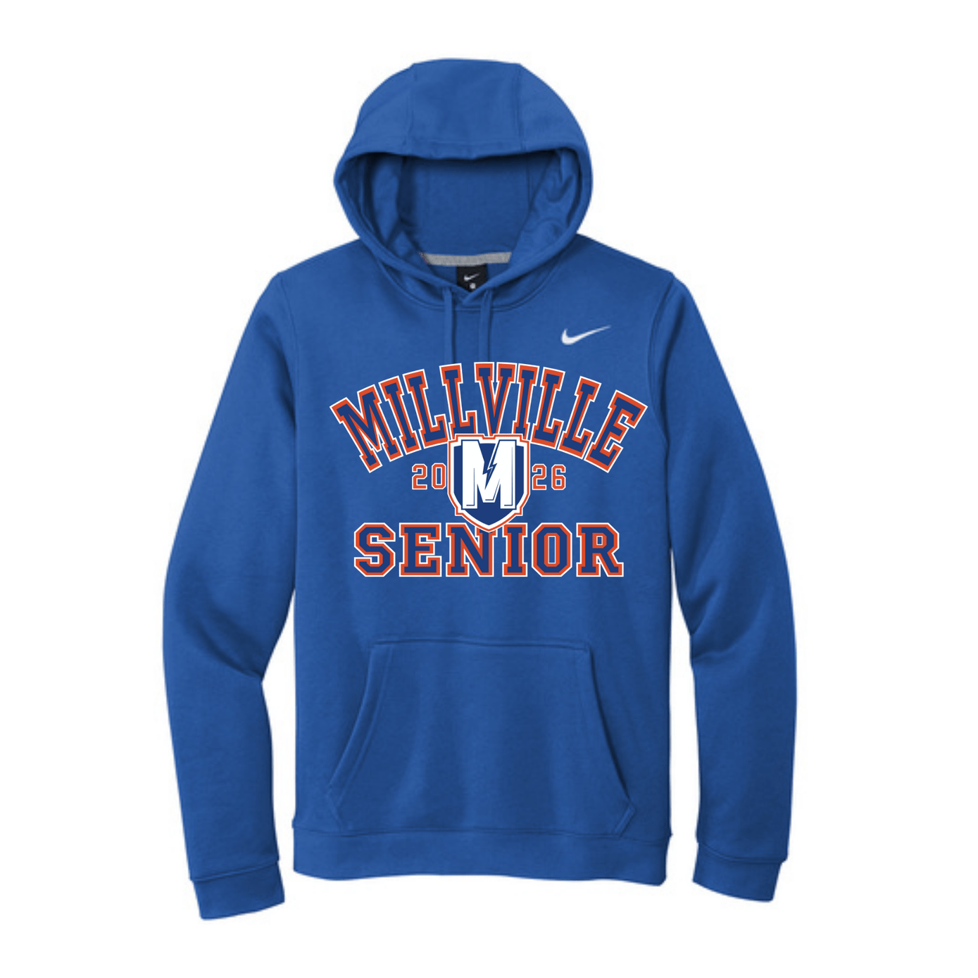 Millville Seniors Nike Fleece Hoodie Front Only