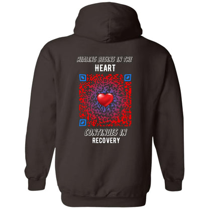 Heartbeat of Recovery Pullover Hoodie - Addiction Awareness