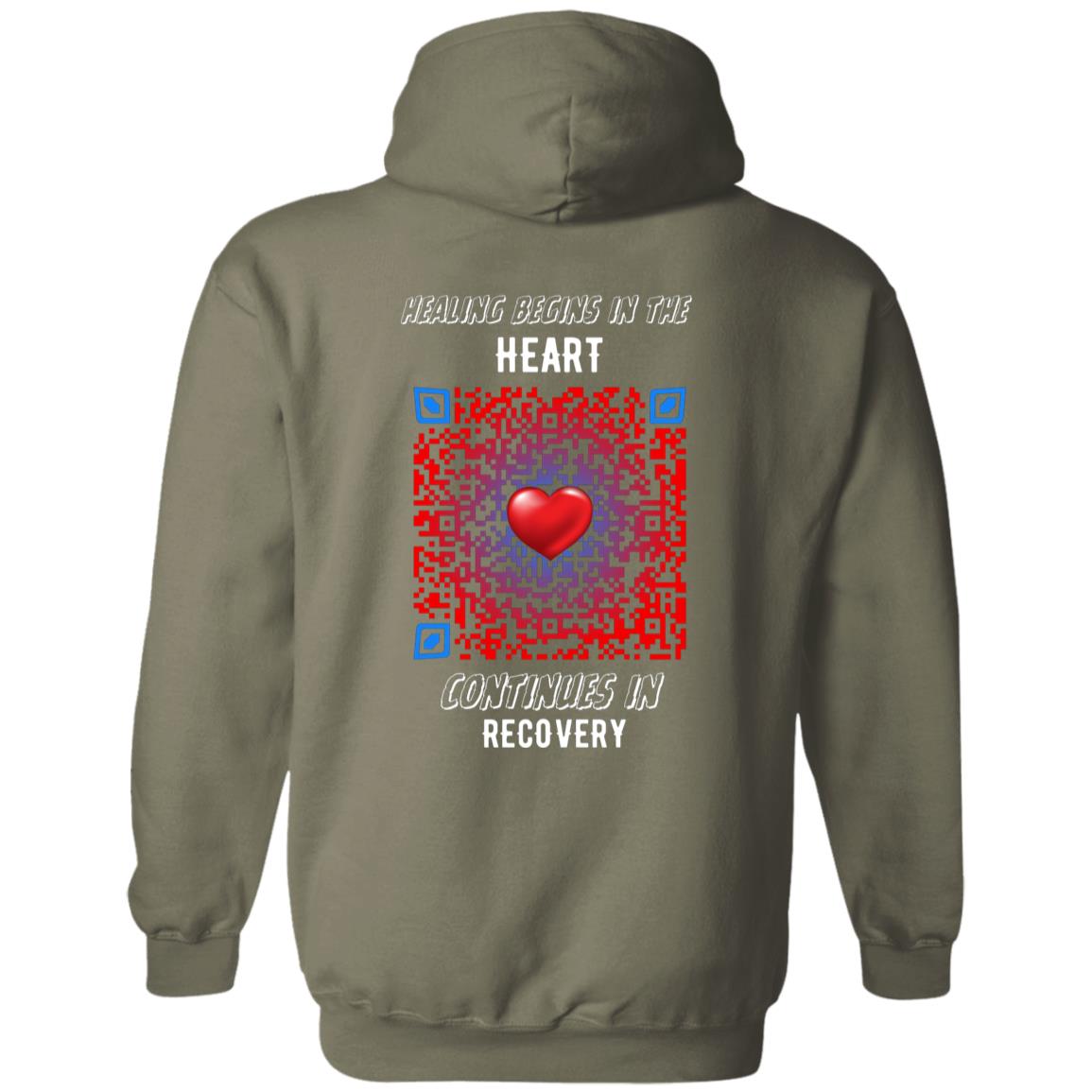 Heartbeat of Recovery Pullover Hoodie - Addiction Awareness