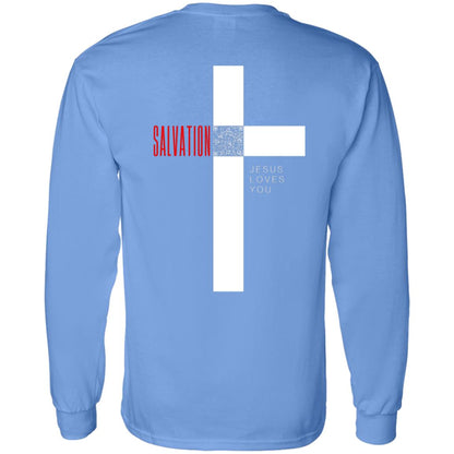 Cross of Salvation Long Sleeve Tee- HopeLinks QrClothes