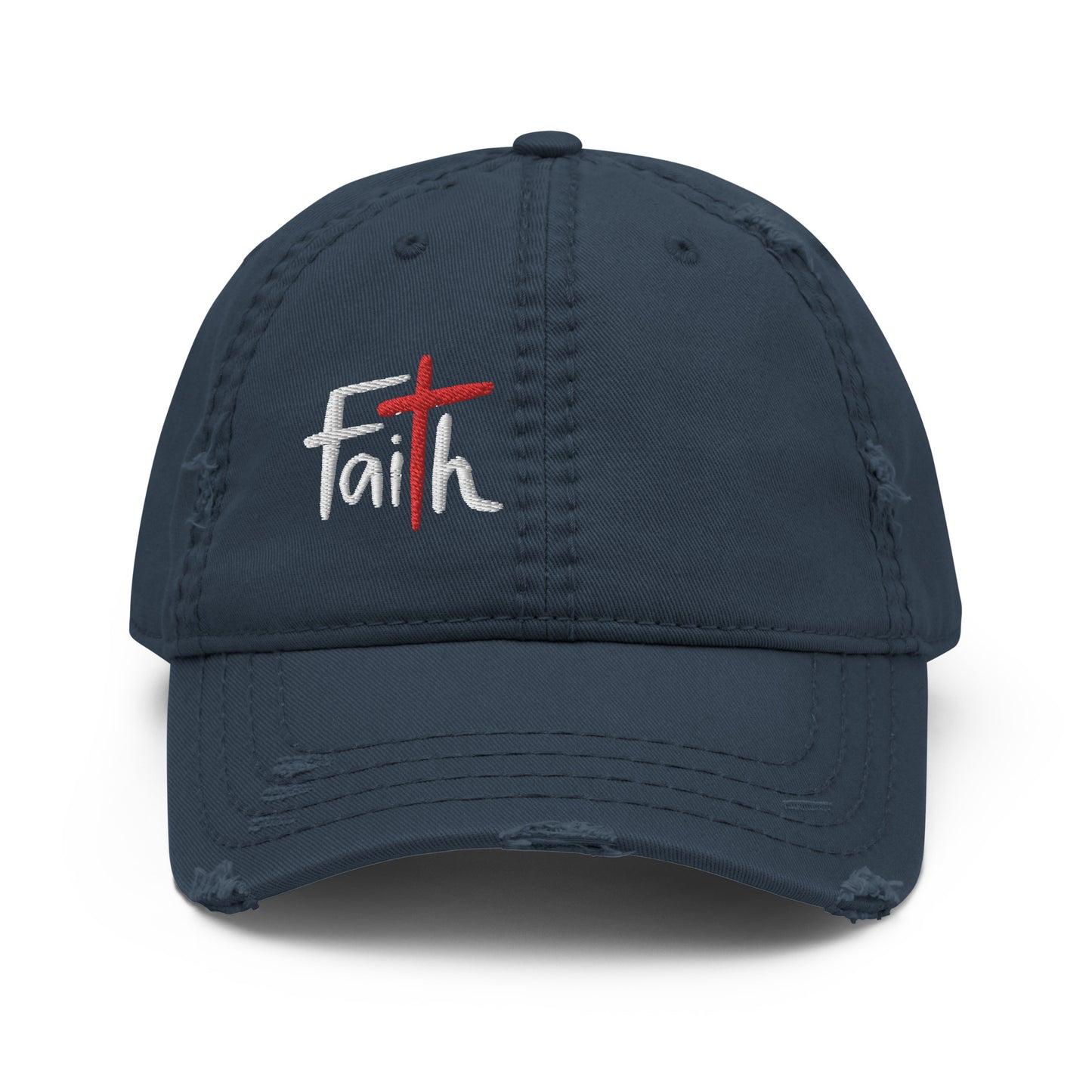 Faith Cross Distressed Dad Hat