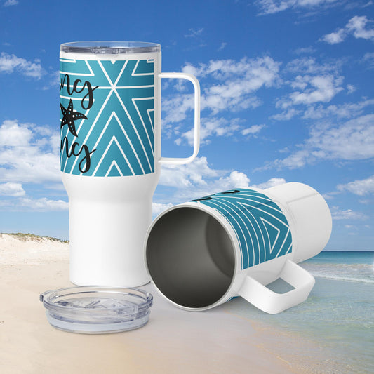 "Beaching Not Teaching" Travel mug with a handle