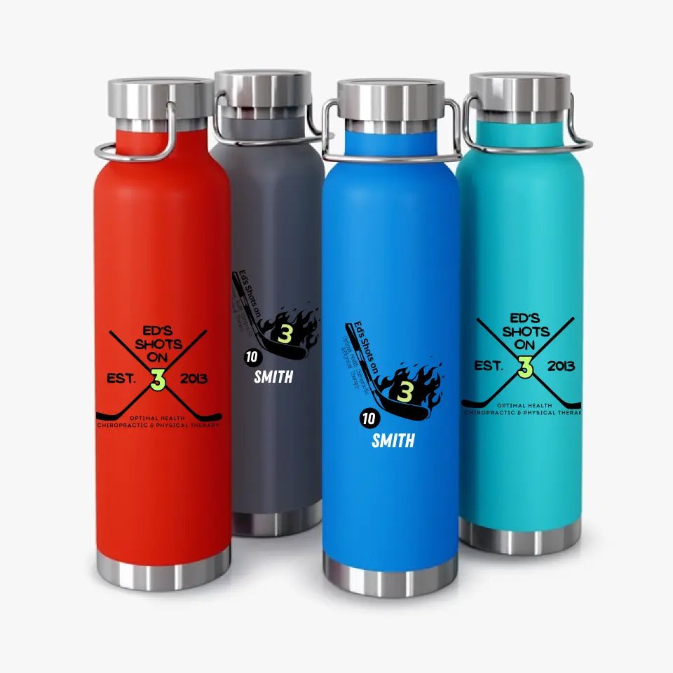 Ed's Shots on 3 Water Bottles