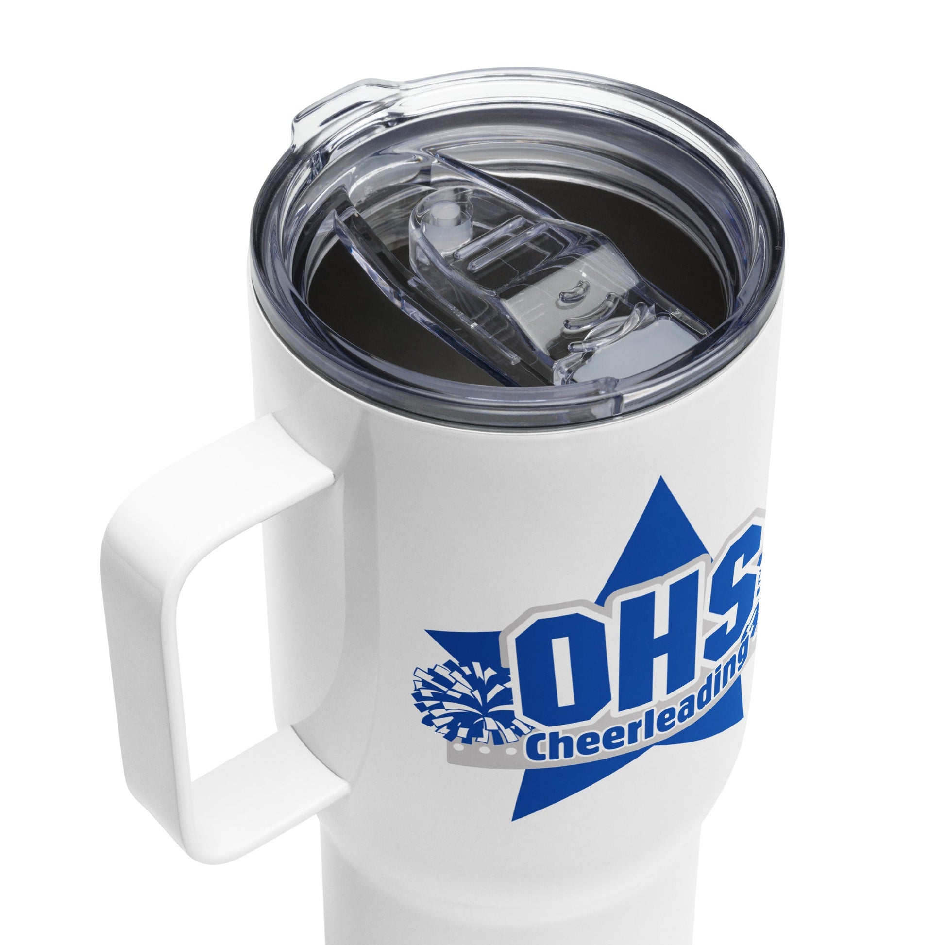 OHS Cheer Travel mug with a handle