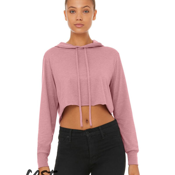 Women’s Triblend Crop Long Sleeve Hoodie Tee Thumbnail